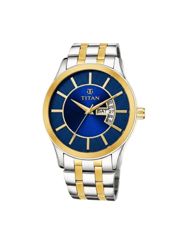 Men’s Blue Dial Two-Tone Stainless Steel | Gold & Silver Premium Wrist Watch