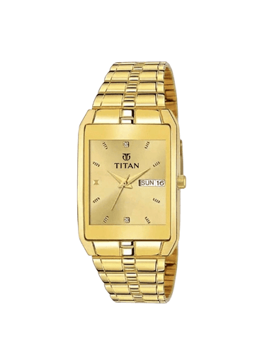 Men’s Gold Stainless Steel Rectangular| Champagne Dial Premium Wrist Watch